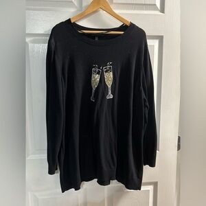 Lane Bryant Champagne Cheers Sweater Bryant Sequin Champagne Glasses Pullover